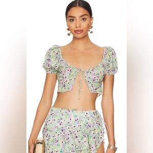 Tularosa Floral Print Tie Top
